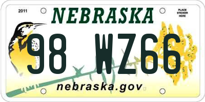 NE license plate 98WZ66