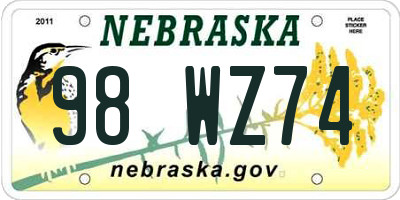 NE license plate 98WZ74