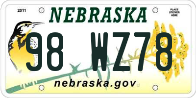 NE license plate 98WZ78