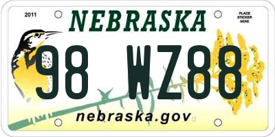 NE license plate 98WZ88