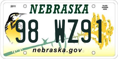 NE license plate 98WZ91