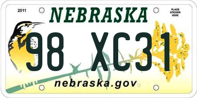 NE license plate 98XC31