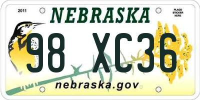 NE license plate 98XC36