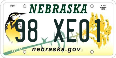 NE license plate 98XE01