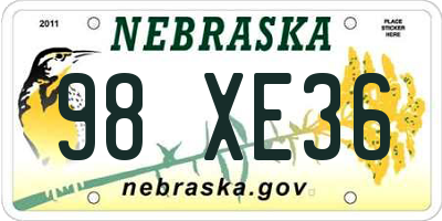 NE license plate 98XE36