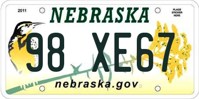 NE license plate 98XE67