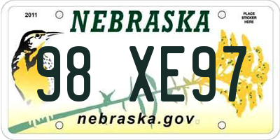 NE license plate 98XE97
