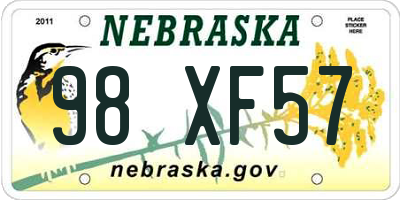 NE license plate 98XF57
