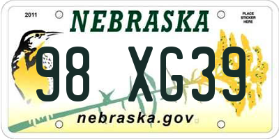 NE license plate 98XG39