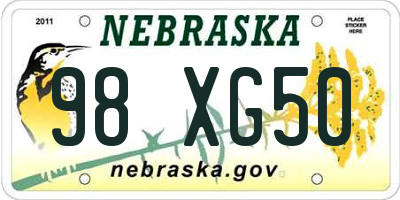 NE license plate 98XG50
