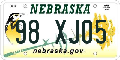 NE license plate 98XJ05