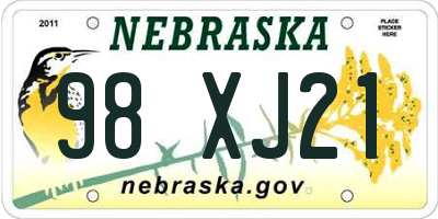 NE license plate 98XJ21