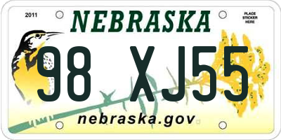 NE license plate 98XJ55