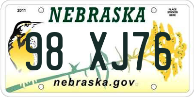 NE license plate 98XJ76