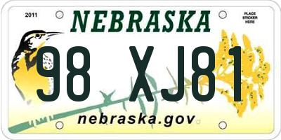 NE license plate 98XJ81