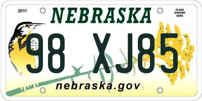 NE license plate 98XJ85
