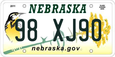 NE license plate 98XJ90