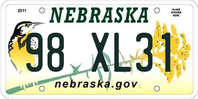 NE license plate 98XL31