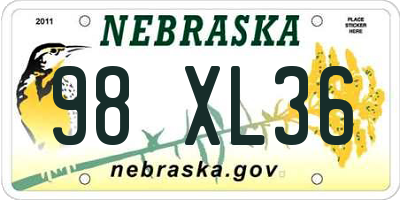 NE license plate 98XL36