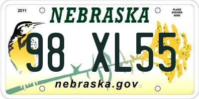 NE license plate 98XL55