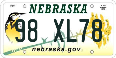 NE license plate 98XL78