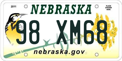 NE license plate 98XM68