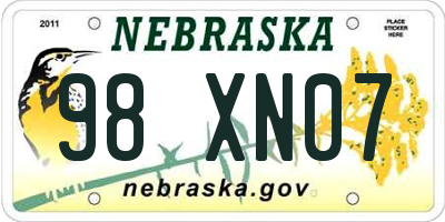 NE license plate 98XN07