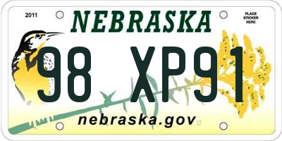 NE license plate 98XP91