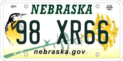 NE license plate 98XR66