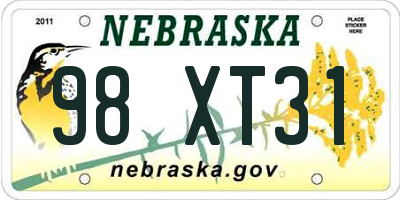 NE license plate 98XT31