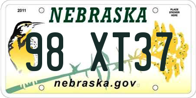 NE license plate 98XT37