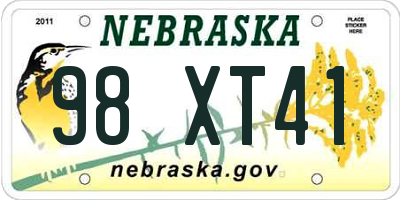 NE license plate 98XT41
