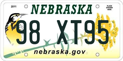 NE license plate 98XT95