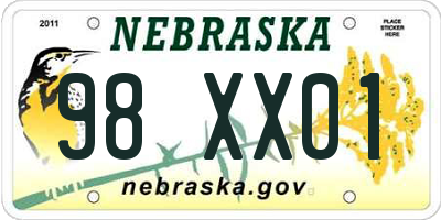 NE license plate 98XX01