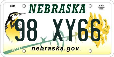NE license plate 98XY66