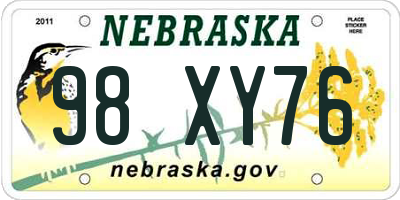 NE license plate 98XY76