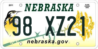 NE license plate 98XZ21