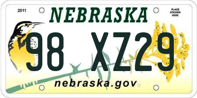 NE license plate 98XZ29