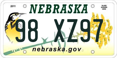 NE license plate 98XZ97