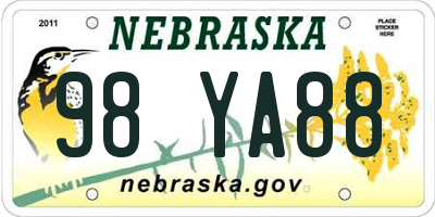 NE license plate 98YA88