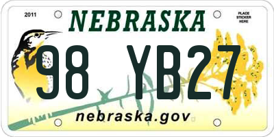 NE license plate 98YB27