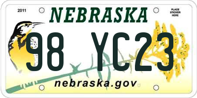 NE license plate 98YC23