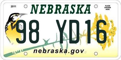 NE license plate 98YD16