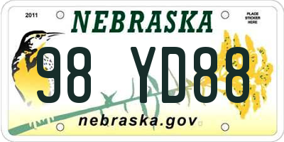 NE license plate 98YD88