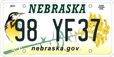 NE license plate 98YF37