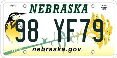 NE license plate 98YF79