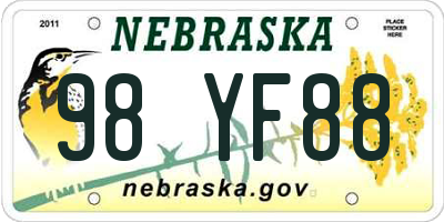 NE license plate 98YF88