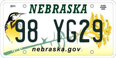 NE license plate 98YG29