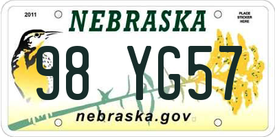 NE license plate 98YG57