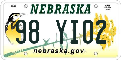 NE license plate 98YI02